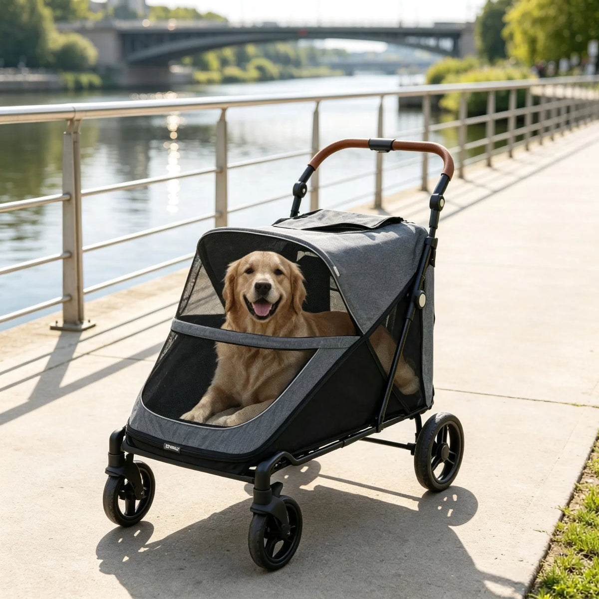Carrito para Perros Gris Resistente – Hasta 66 LBS, Suspensión Todo Terreno