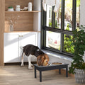Comedero Elevado de Madera 23" para Perros, Resistente, Color Negro