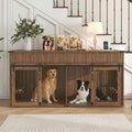 Jaula Doble para Perros 71" Estilo Mueble con Cajones y Tablero Nogal