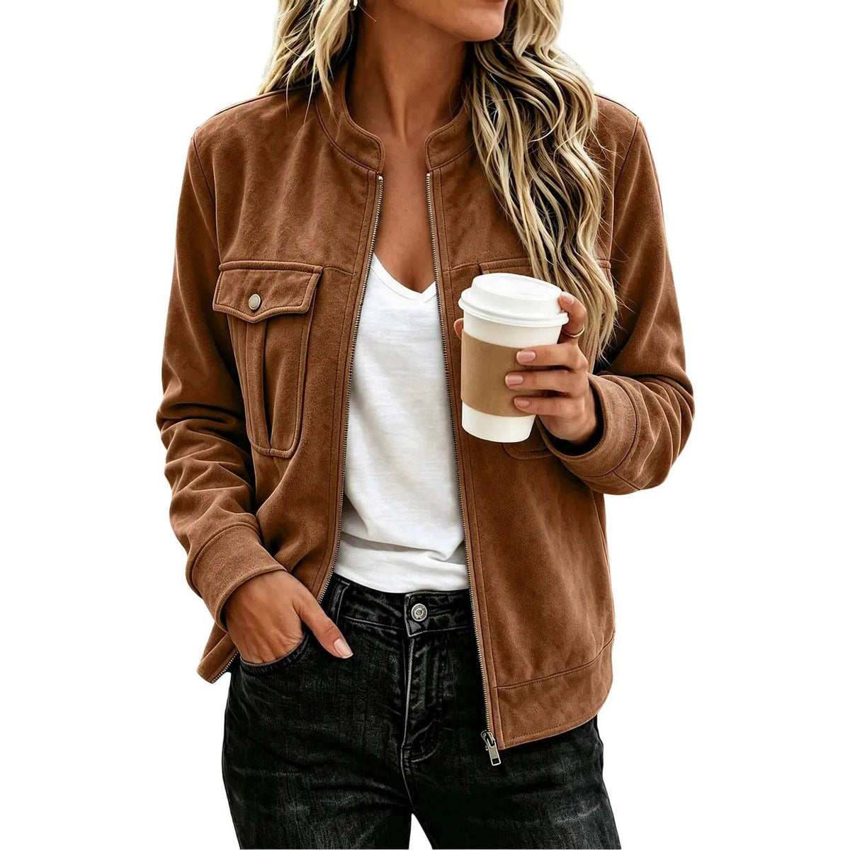 ¡Chaqueta Retro Suede-Velvet: Tu Estilo Vintage!