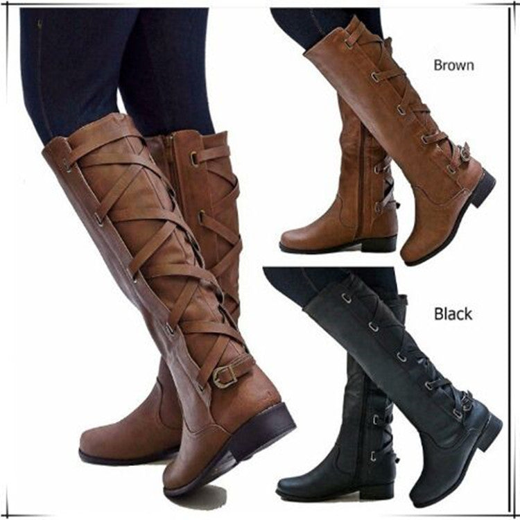 Botas Rider con Cordones, Punta Redonda y Tacón Bajo