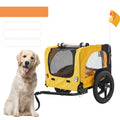 Carrito Plegable para Mascotas Amarillo con Enganche para Bicicleta