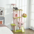 Árbol Rascador para Gatos 74" Diseño Floral, Torre XL Rosa Interior