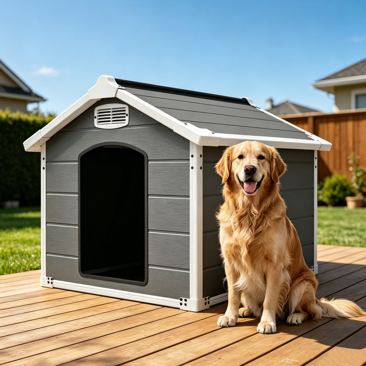 Caseta para Perros Grandes 50.5" Impermeable y Resistente – Interior/Exterior