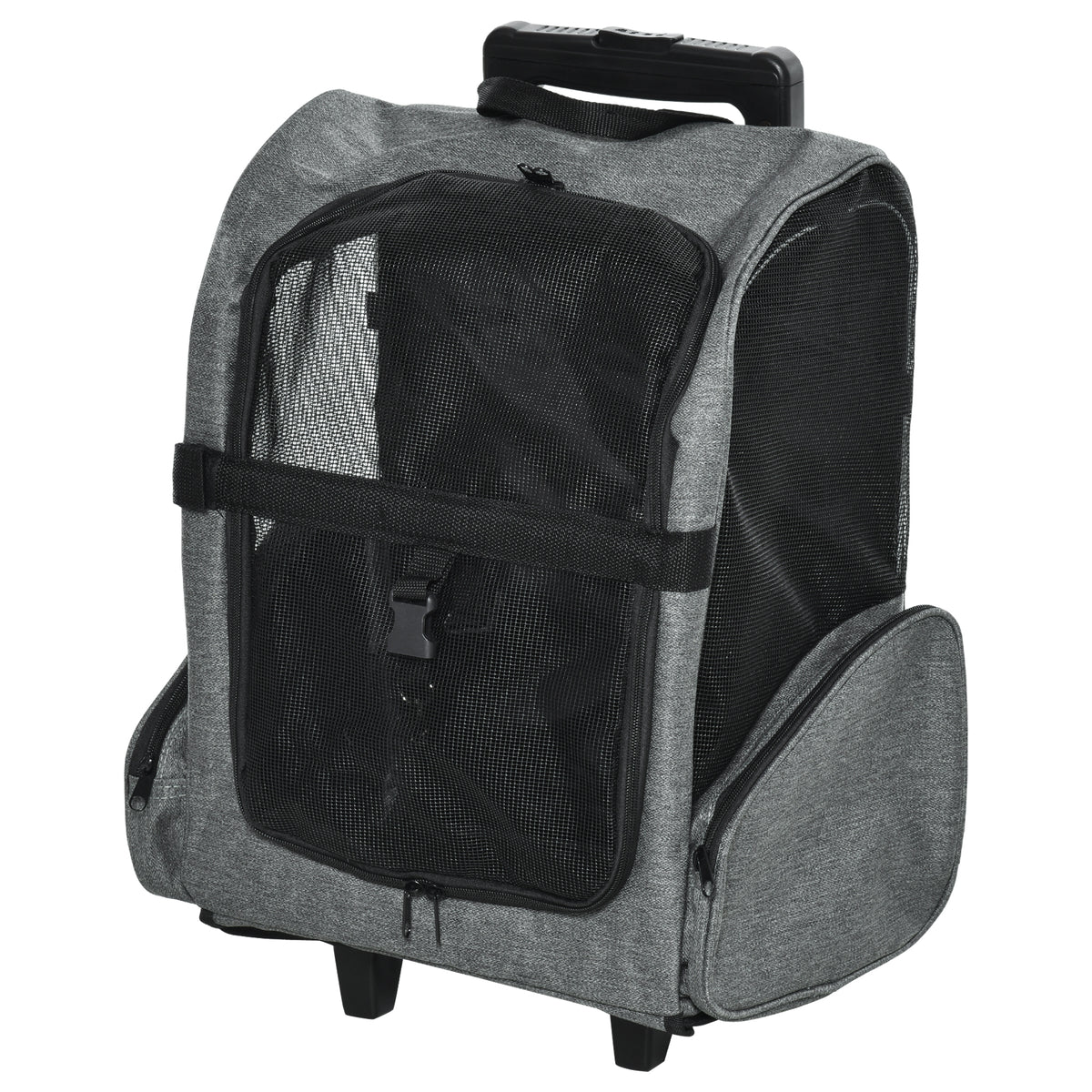 Mochila Transportadora PawHut para Mascotas con Ruedas y Asa Telescópica - Gris
