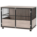 PawHut Jaula para Perro 100cm Estilo Mueble Mesa Auxiliar 3 Puertas con Cojín